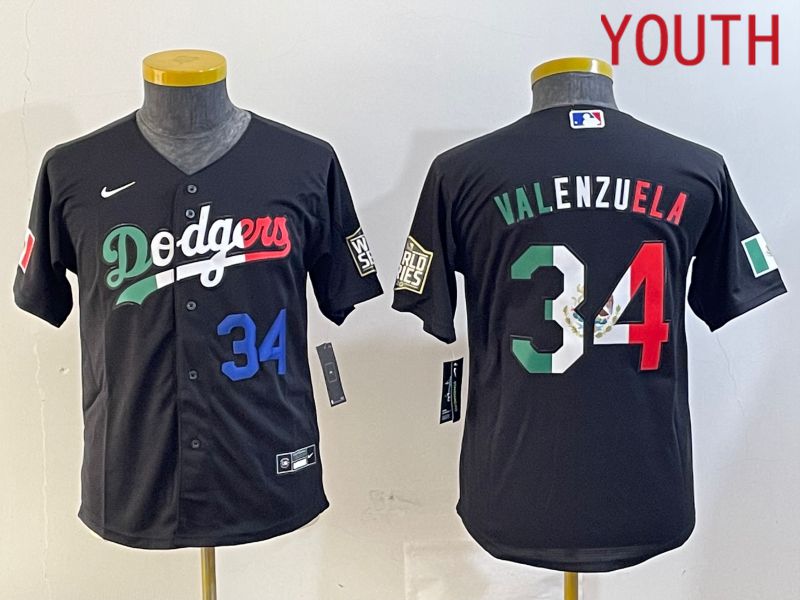 Youth Los Angeles Dodgers #34 Valenzuela Black Game 2024 Nike MLB Jersey style 10292